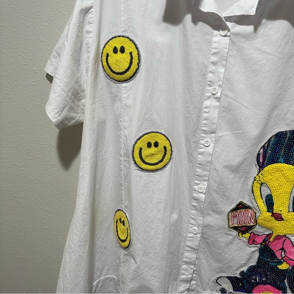 Sequined Tweety Bird Button Down Shirt - Picture 3 of 6